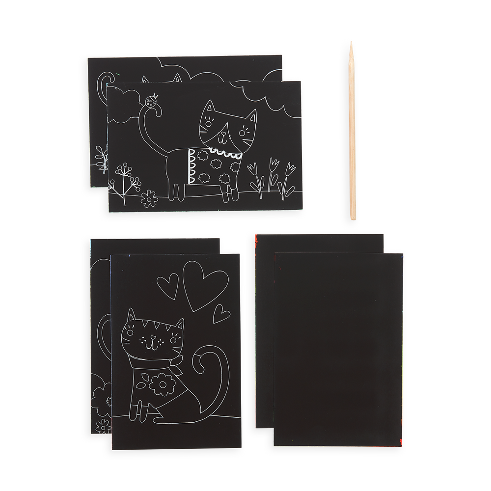 Ooly Mini Scratch & Scribble Art Kit: Cutie Cats 7 Pc Set