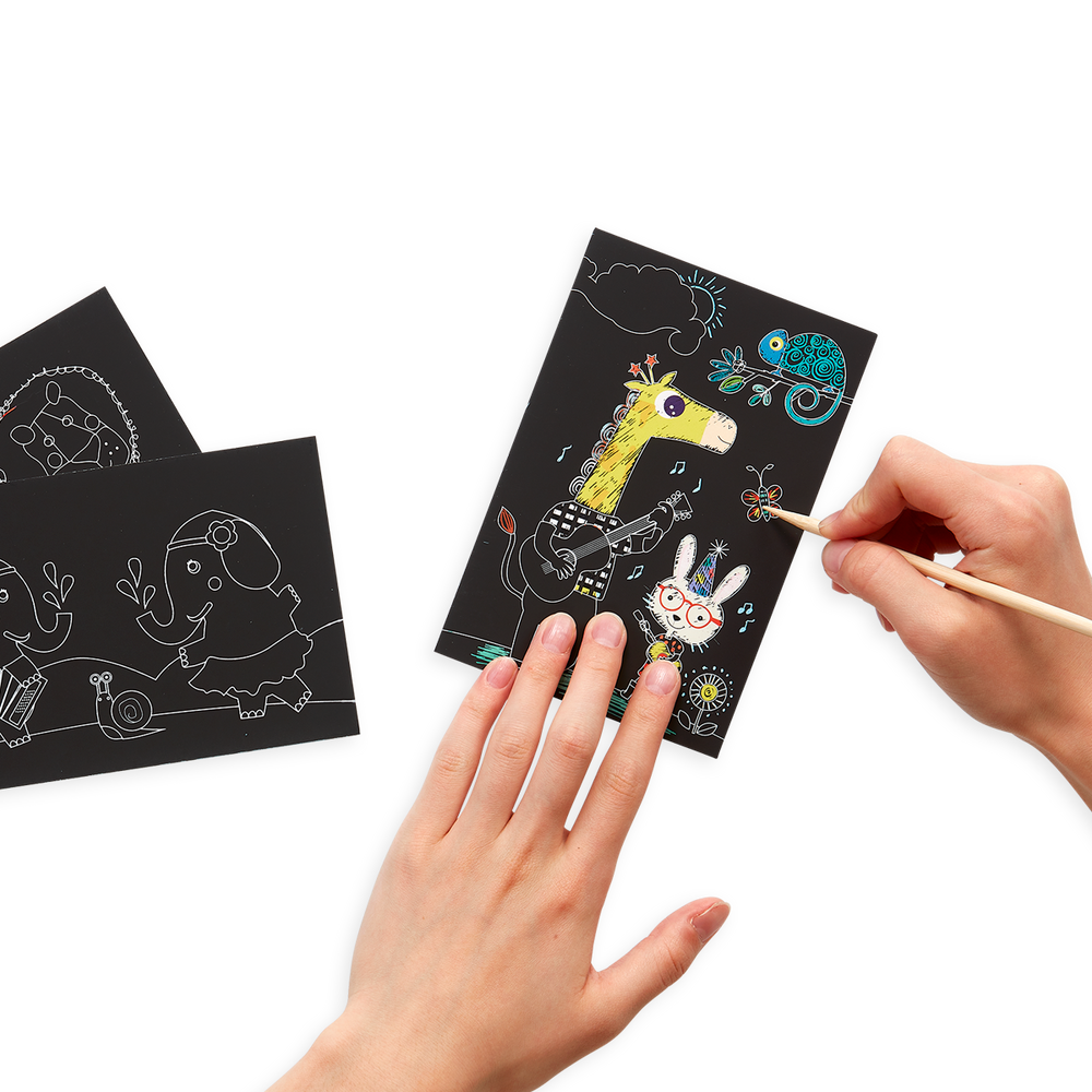 Ooly Mini Scratch & Scribble Art Kit: Safari Party 7 Pc Set