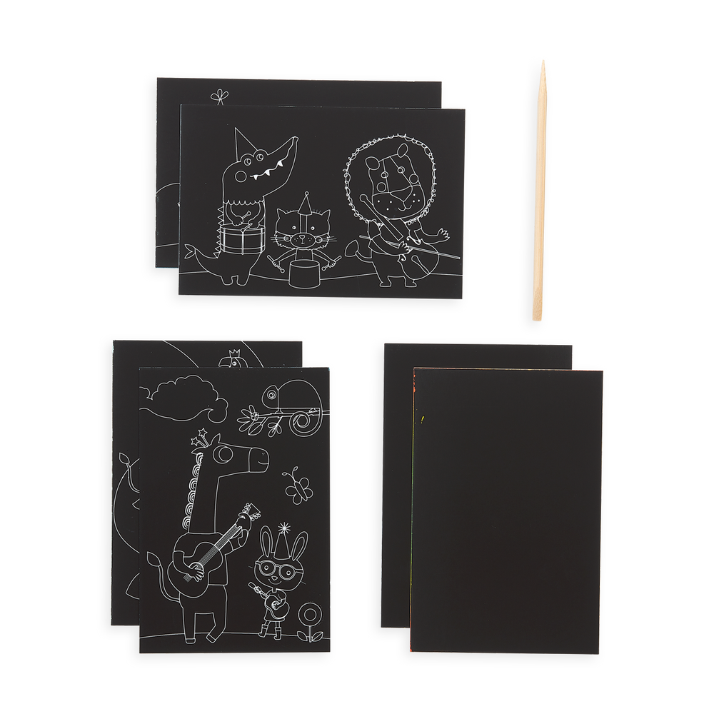 Ooly Mini Scratch & Scribble Art Kit: Safari Party 7 Pc Set