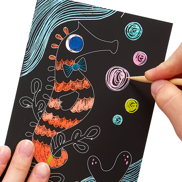 Ooly Mini Scratch & Scribble Art Kit: Friendly Fish 7 Pc Set