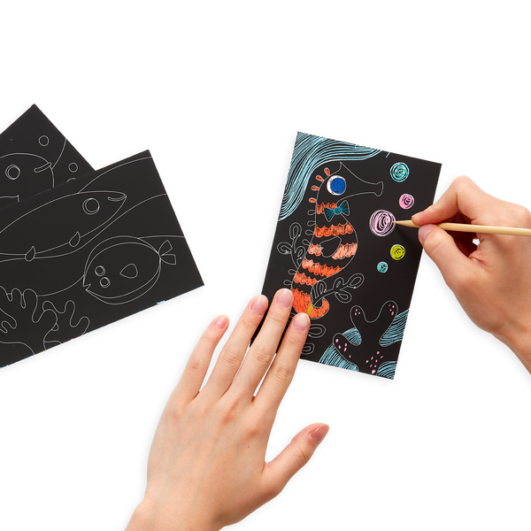 Ooly Mini Scratch & Scribble Art Kit: Friendly Fish 7 Pc Set