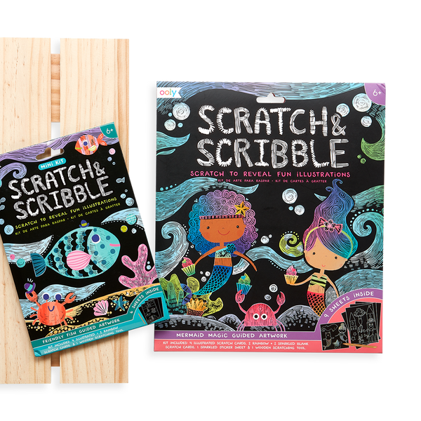 Ooly Mini Scratch & Scribble Art Kit: Friendly Fish 7 Pc Set