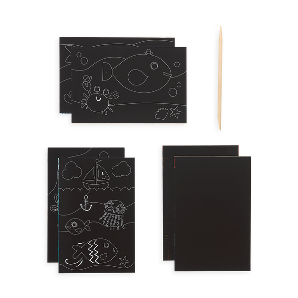 Ooly Mini Scratch & Scribble Art Kit: Friendly Fish 7 Pc Set