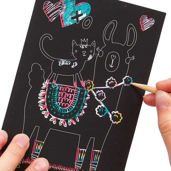 Ooly Mini Scratch & Scribble Art Kit: Funtastic Friends 7 Pc