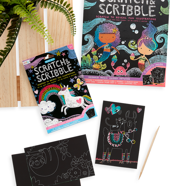 Ooly Mini Scratch & Scribble Art Kit: Funtastic Friends 7 Pc
