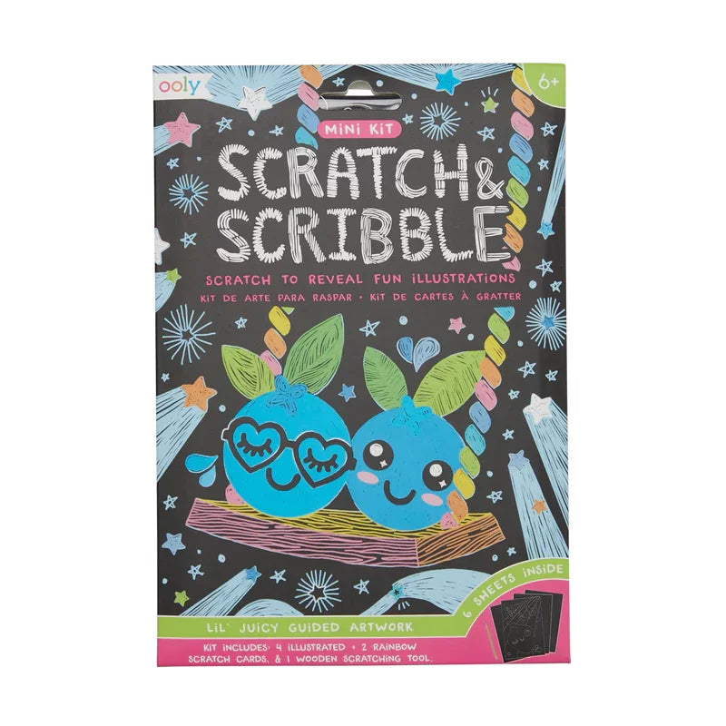 Ooly Mini Scratch & Scribble Art Kit: Lil Juicy 7 Pc Set