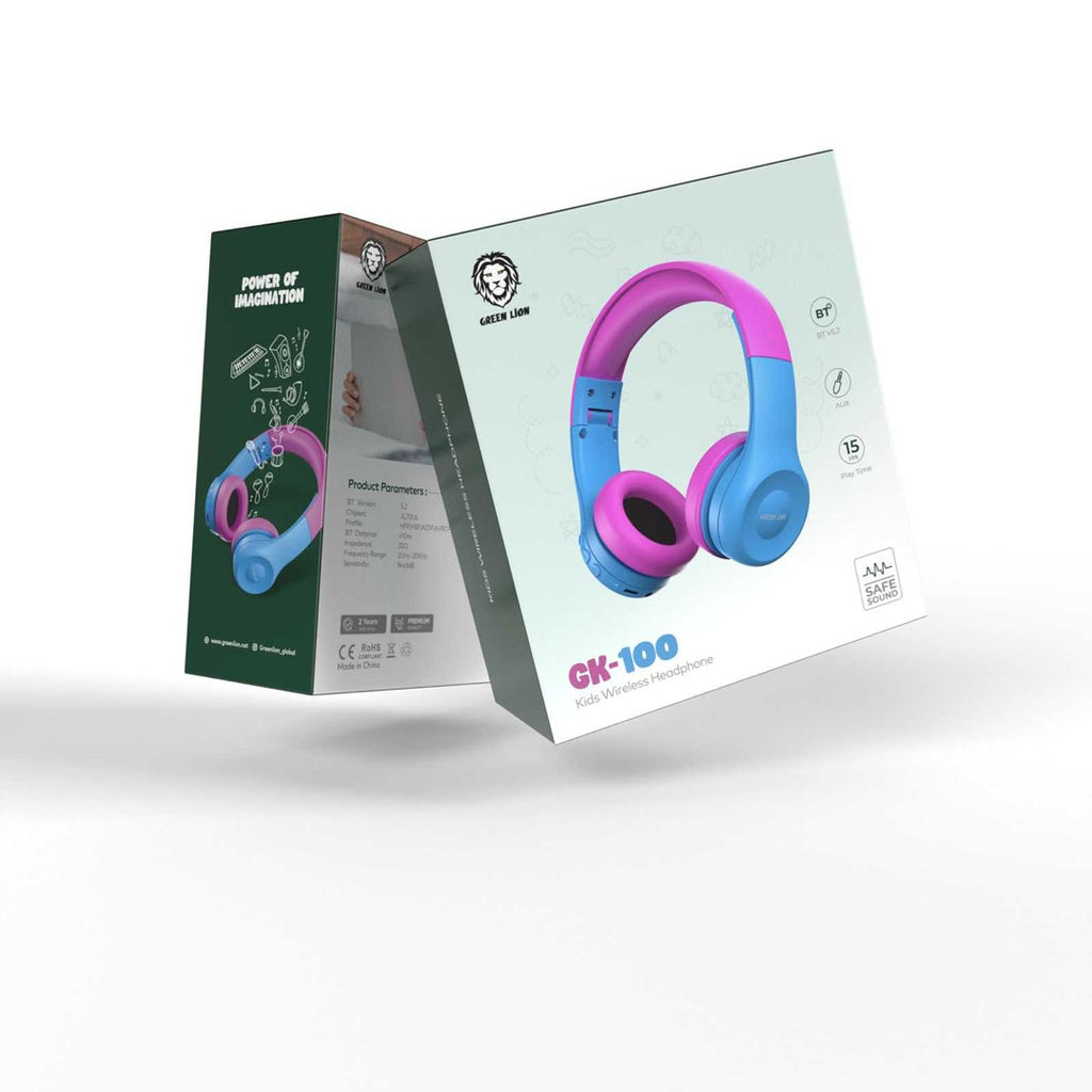 Green Lion GK-100 Kids Wireless Headphone BLU-PNK