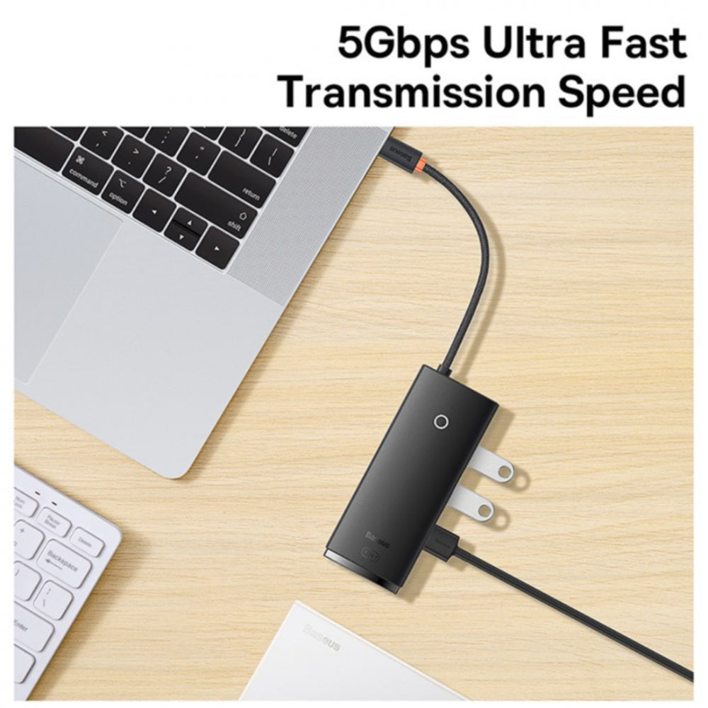 محطة إرساء باسياس لايت سيريز 5 منافذ USB Type-C باللون الأسود