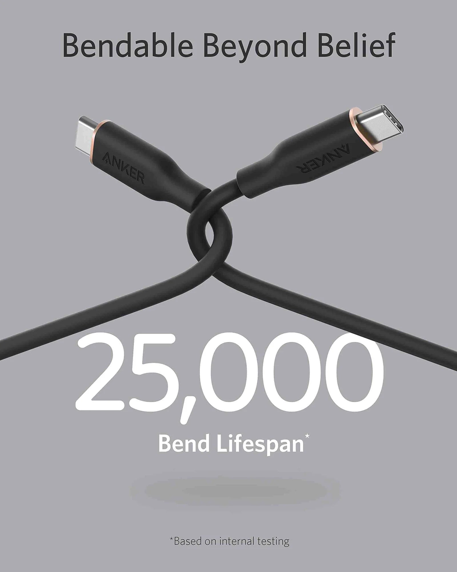 أنكر كابل باورلاين III فلو - USB-C إلى USB-C - 3 قدم - أسود