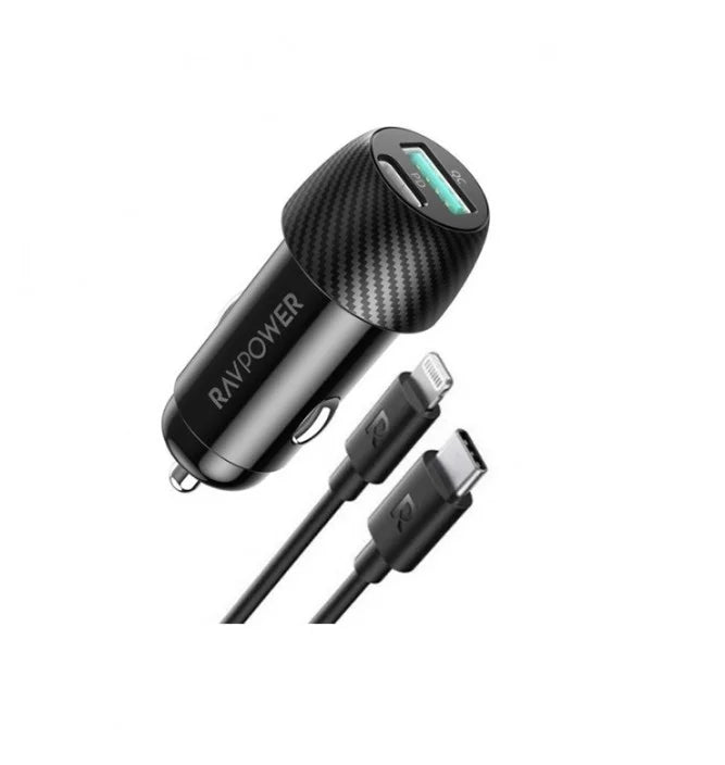 RavPower RP-VC031 PD Pionner 49W 2-Port Car Charger 1M Black