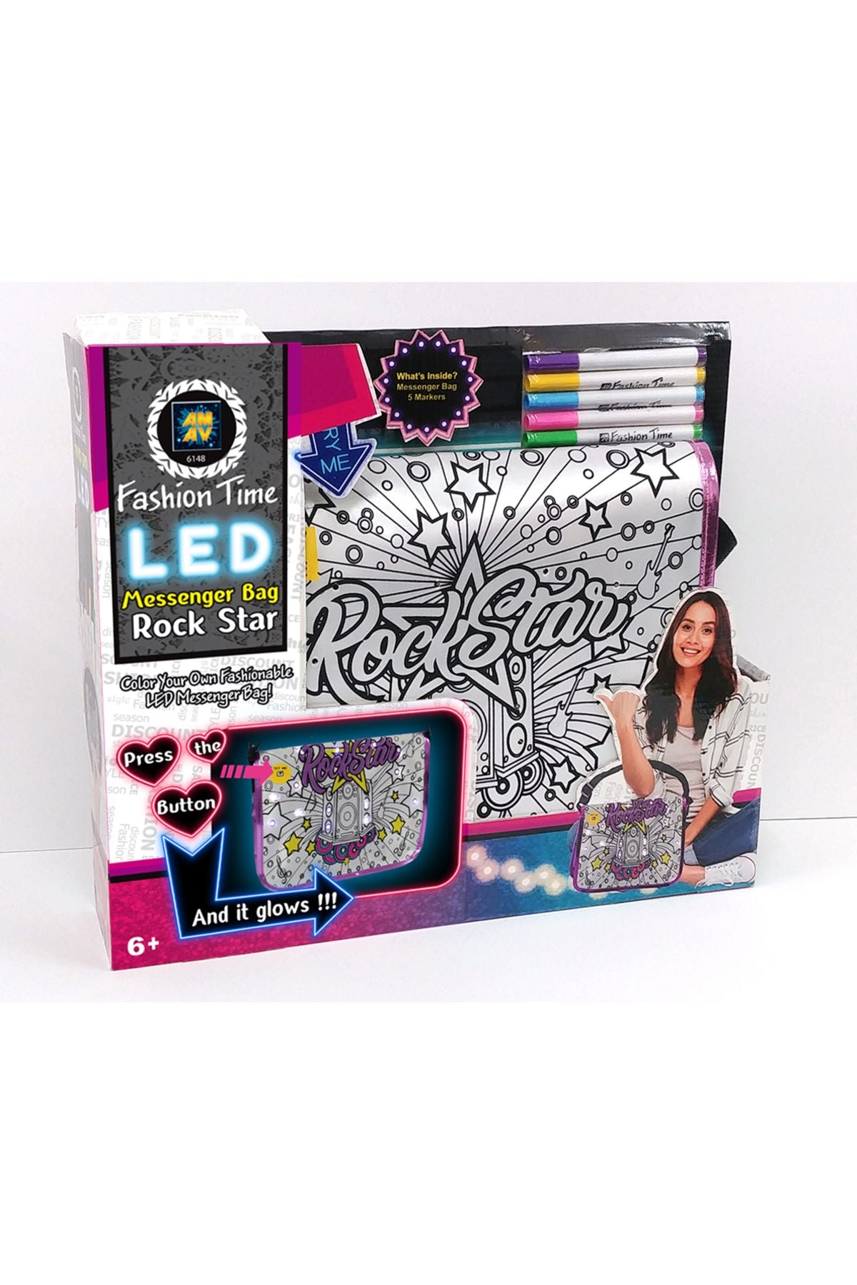 Fashion Time Led Messenger Bag Rock Star