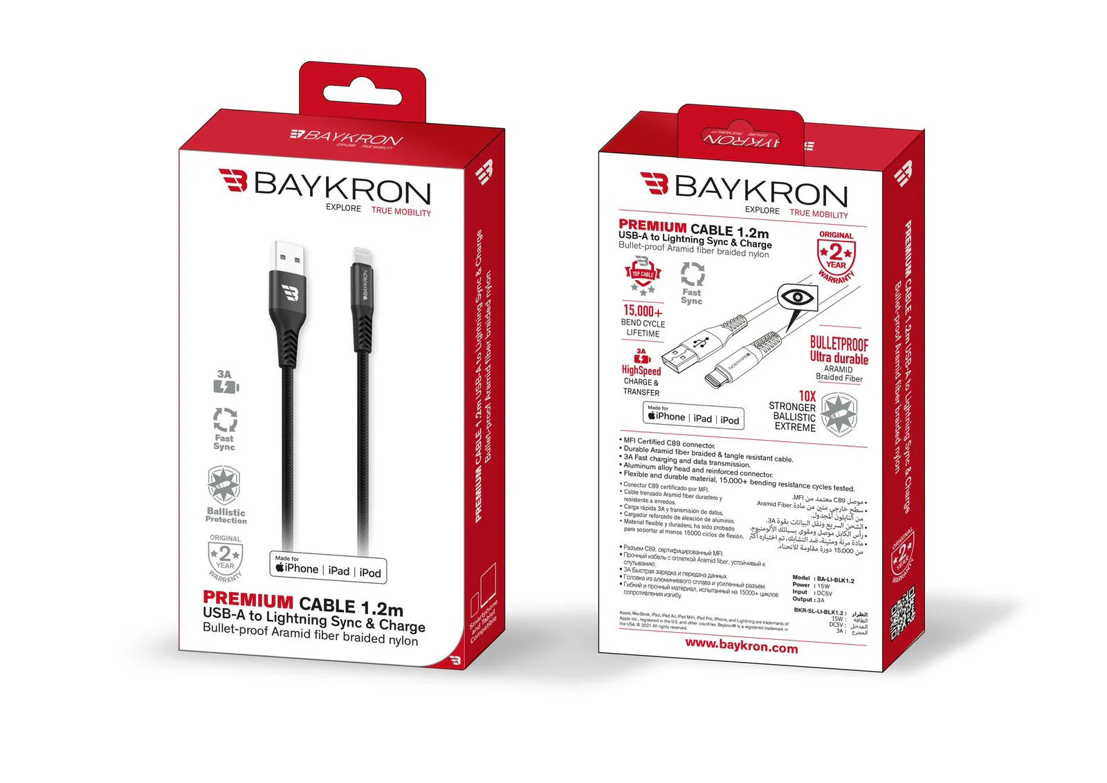 Baykron Cable Lightning 1.2 M MFI Black