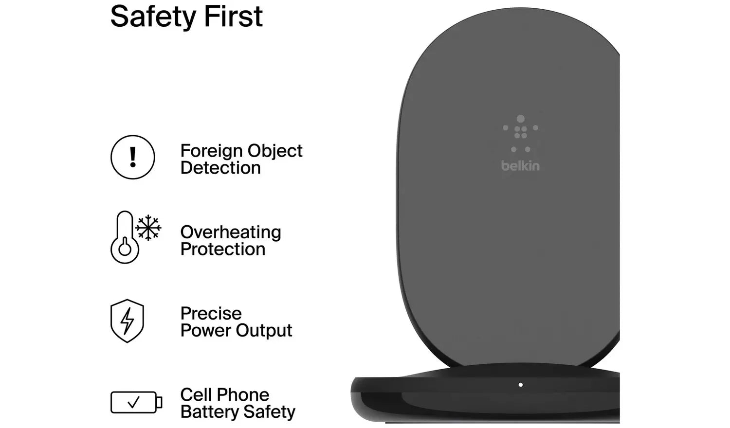 BELKIN W.CHARGING STAND 15W QC 3.0 24W WL.CHARGER - BLACK