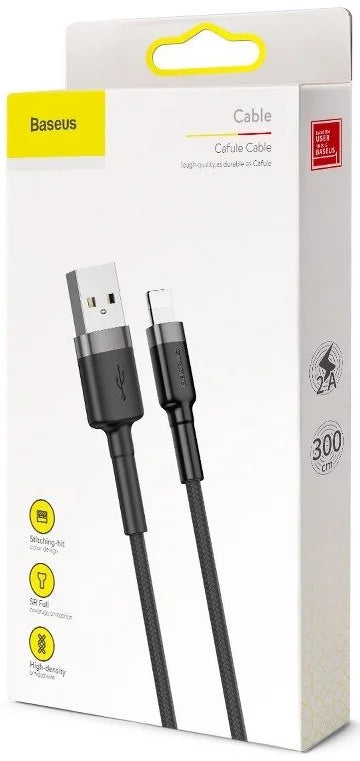 كابل باسياس كافول USB لـ iP 2A 3م رمادي + أسود