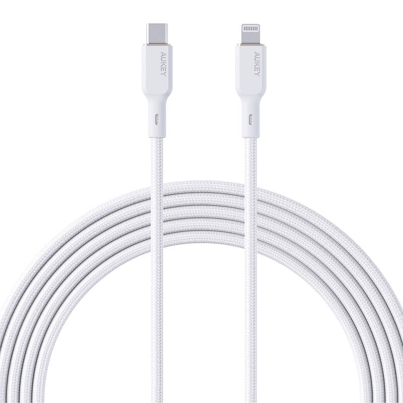 AUKEY 1.8m 100W Nylon Braided USB-C Kevlar Core WHT