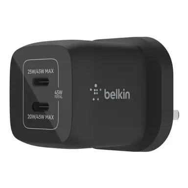 بيلكين - شاحن حائط - 45W - USB-C مزدوج مع PPS - أسود