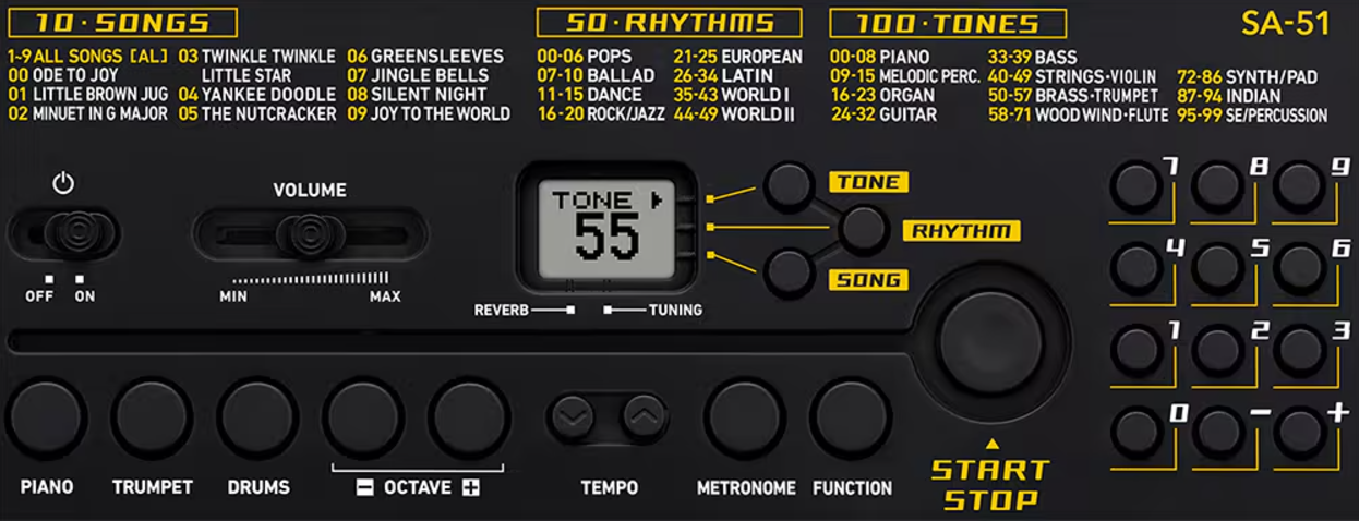 Casiotone SA-51 Mini Keyboard 32 Keys- Black