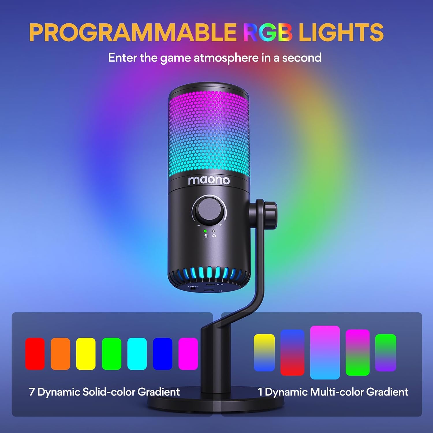 ميكروفون مكثف USB Maonocaster DM30 قابل للبرمجة - أسود
