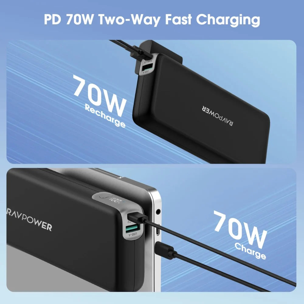 Ravpower RP-PB201Pro 20000mAh PD 70W 3-Port Charger Black