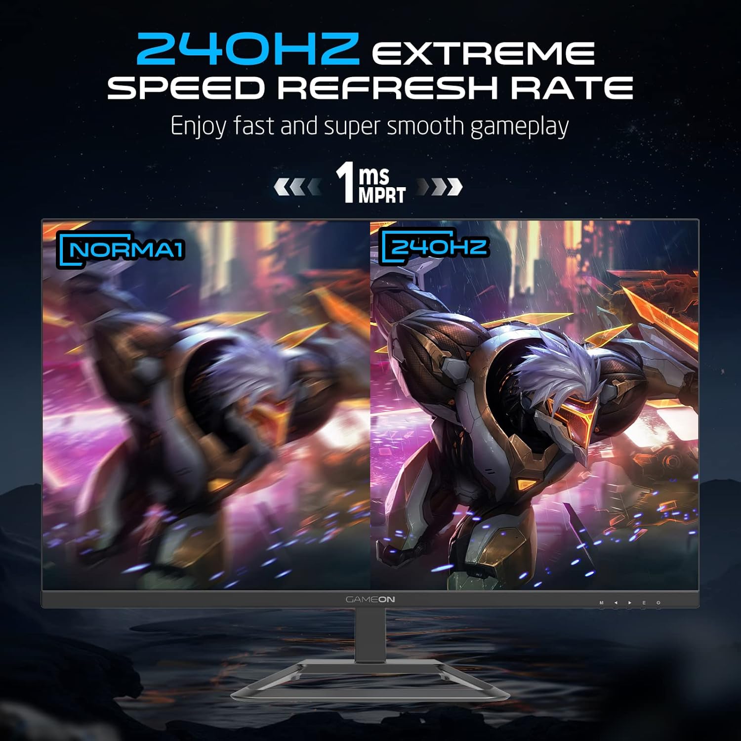 شاشة الألعاب GAMEON GOP32FHD240VA بحجم 32 بوصة، FHD، 240 هرتز، 1 مللي ثانية، شاشة مسطحة VA مع تقنية G-Sync و Free Sync - سوداء (متوافقة مع HDMI 2.1)