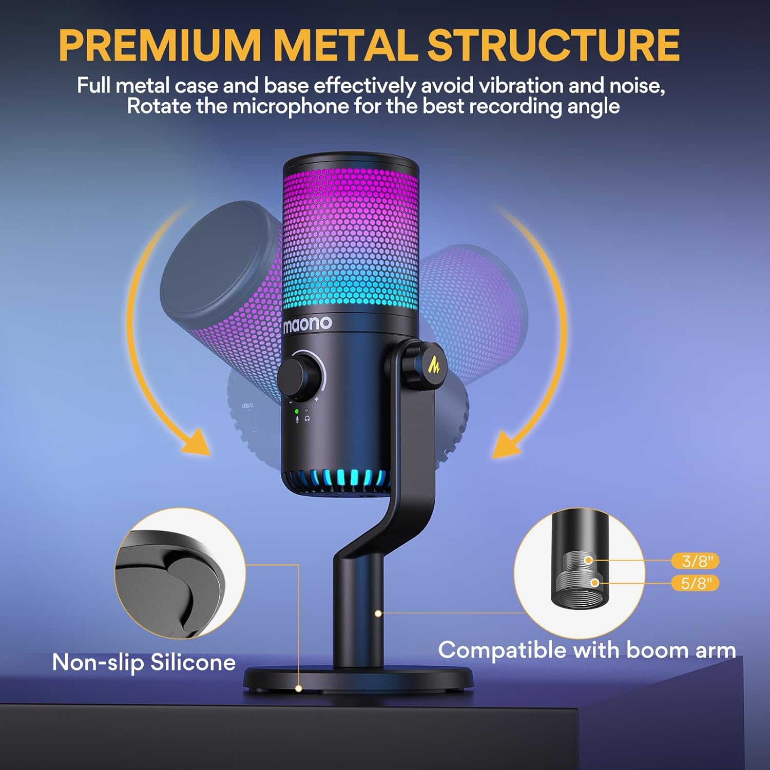 ميكروفون مكثف USB Maonocaster DM30 قابل للبرمجة - أسود
