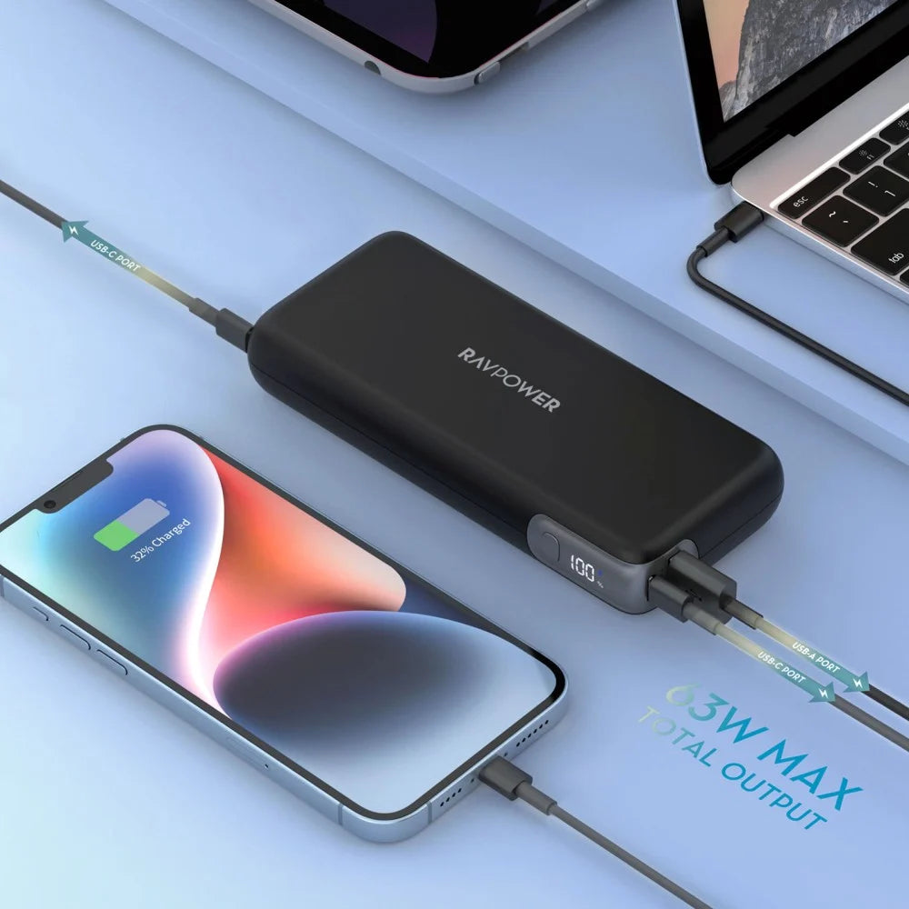 Ravpower RP-PB201Pro 20000mAh PD 70W 3-Port Charger Black