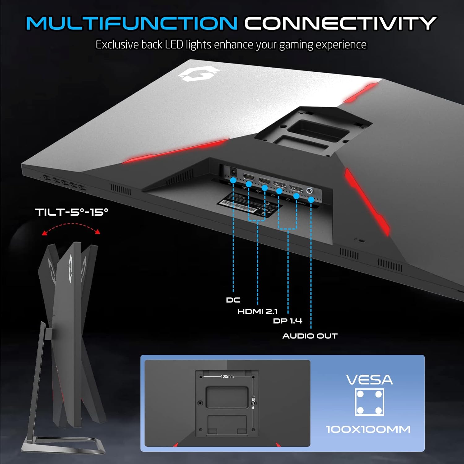 شاشة الألعاب GAMEON GOP32FHD240VA بحجم 32 بوصة، FHD، 240 هرتز، 1 مللي ثانية، شاشة مسطحة VA مع تقنية G-Sync و Free Sync - سوداء (متوافقة مع HDMI 2.1)