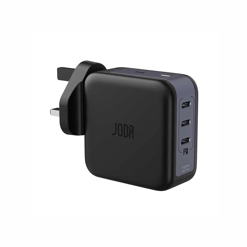 JODA 100W USB-C 3-Port GaN Wall Charger Black