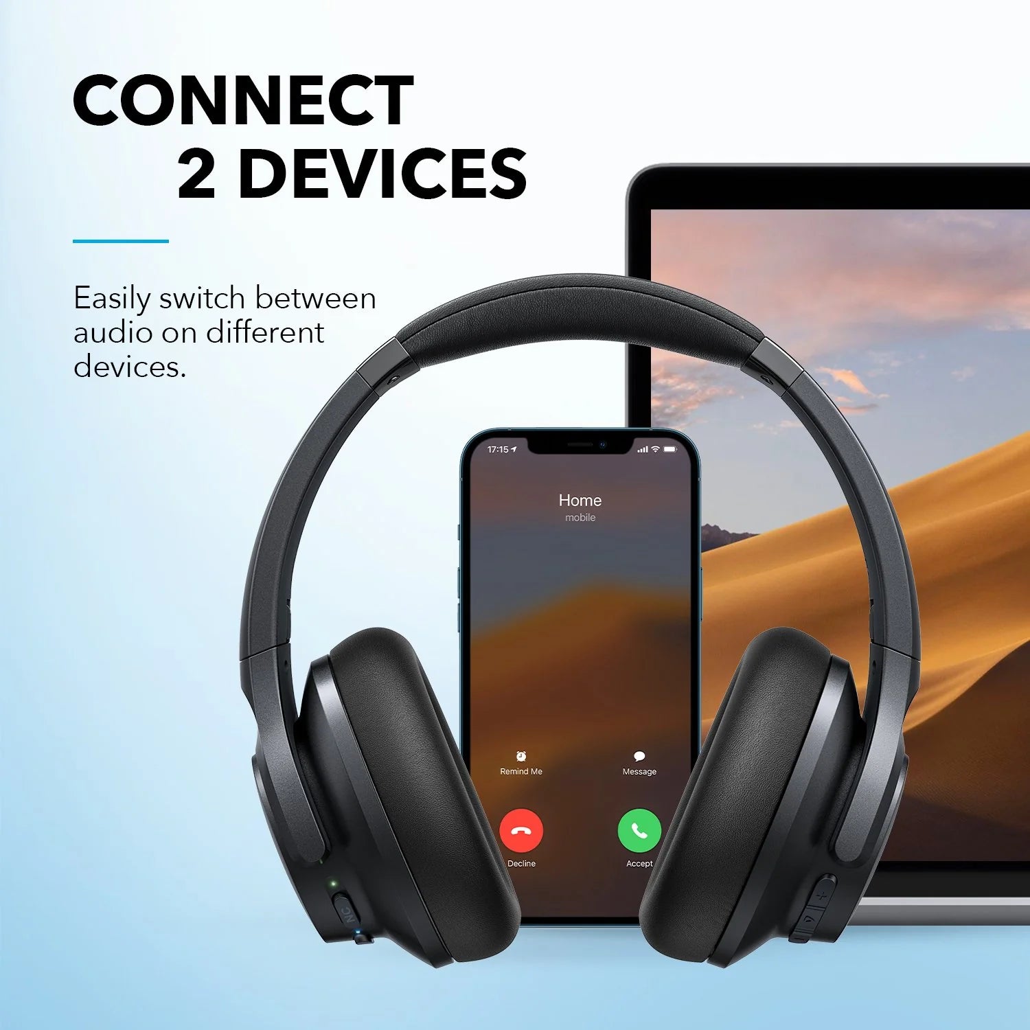 سماعات Soundcore OH Life Q20+ 40H مزودة بخاصية HANC - سوداء