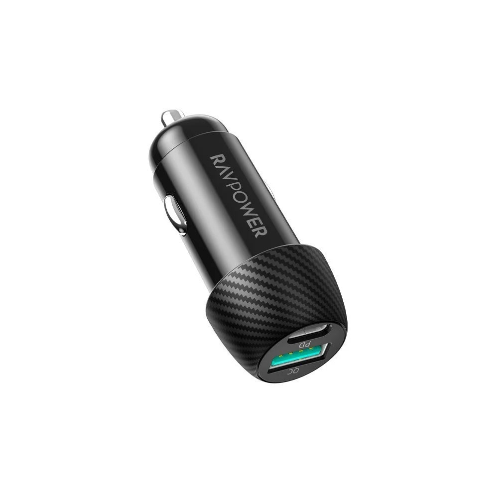RavPower RP-VC031 PD Pionner 49W 2-Port Car Charger 1M Black