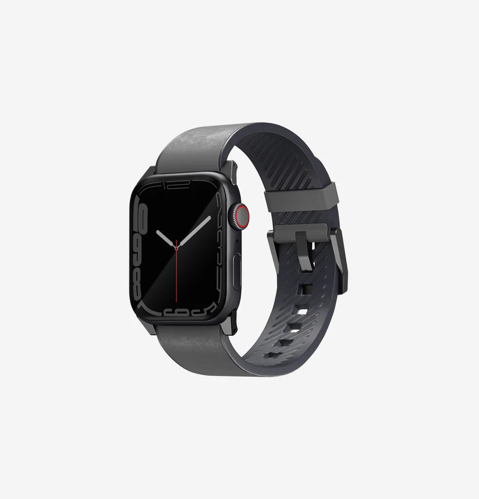 UNIQ STRADEN WATERPROOF LEATHER HYBRID APPLE WATCH STRAP 45/44/42MM - RHINO GREY