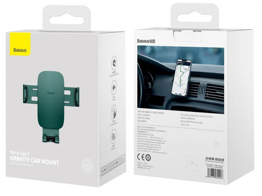 Baseus Metal AgeⅡ Gravity Car Mount(Air Outlet Version)Green