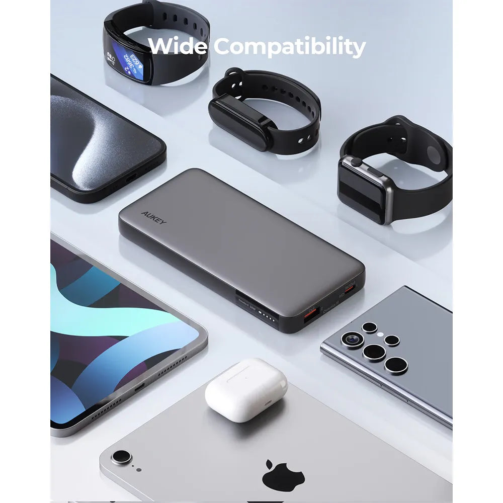 AUKEY 10000mAh Portable Power Bank with 30W PD1A+1C , BK