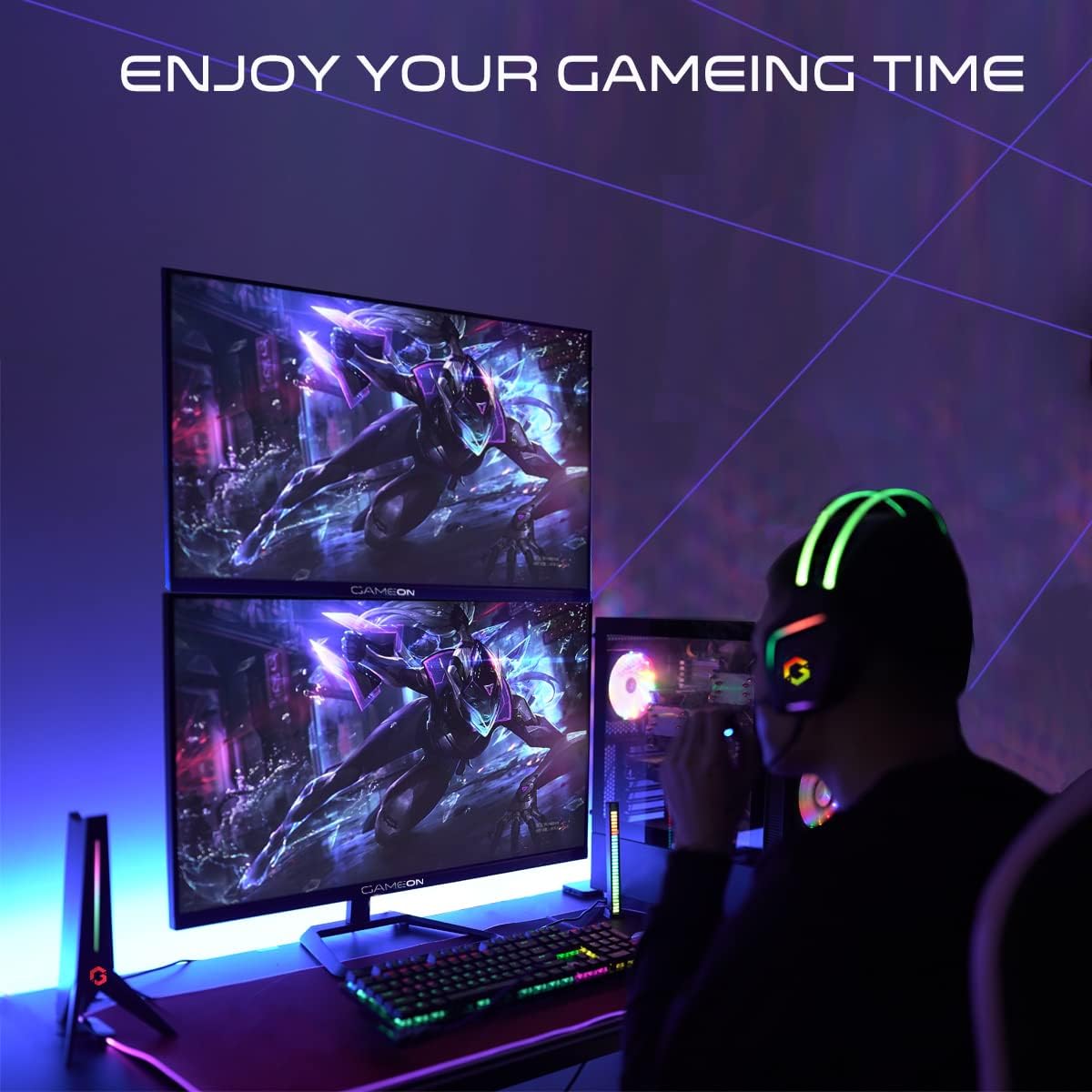 شاشة الألعاب GAMEON GOP32FHD240VA بحجم 32 بوصة، FHD، 240 هرتز، 1 مللي ثانية، شاشة مسطحة VA مع تقنية G-Sync و Free Sync - سوداء (متوافقة مع HDMI 2.1)