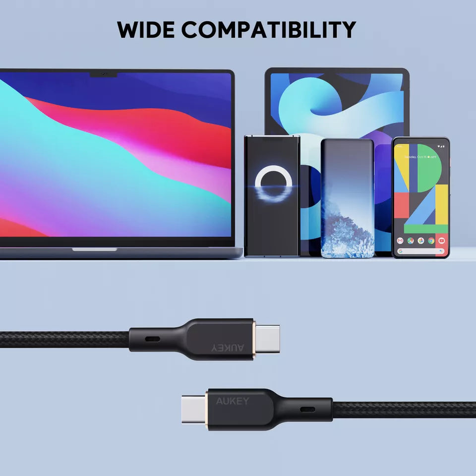 AUKEY 1m 100W Nylon Braided USB-C Cable with Kevlar Core