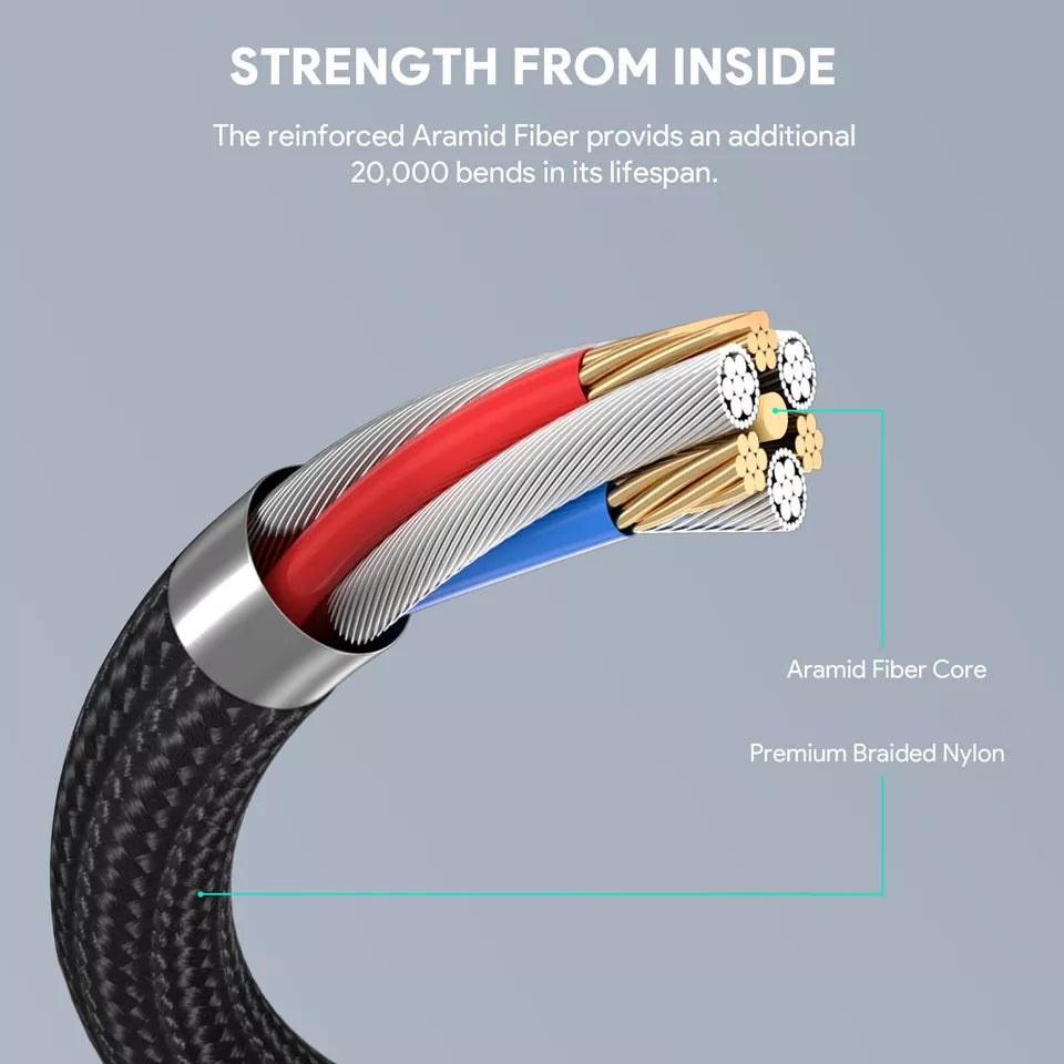 AUKEY 1m 100W Nylon Braided USB-C Cable with Kevlar Core