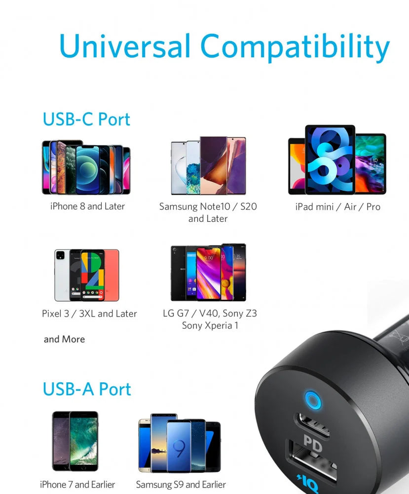 Anker Car Charger 35W - 2 Ports 2 USB-A - Black