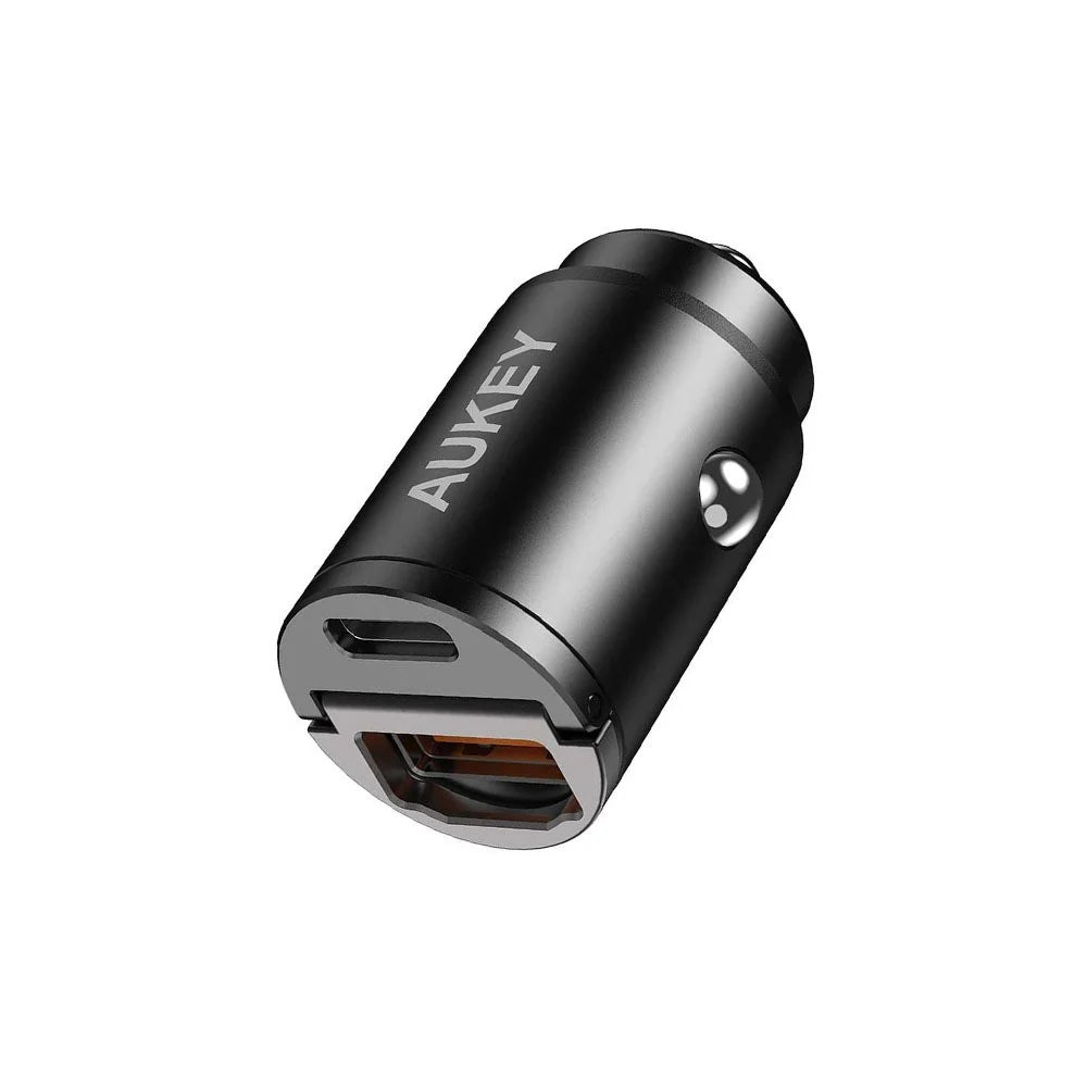 AUKEY PD Nano Car Charger 30W 2-Port USB-A & USB-C A3 Black