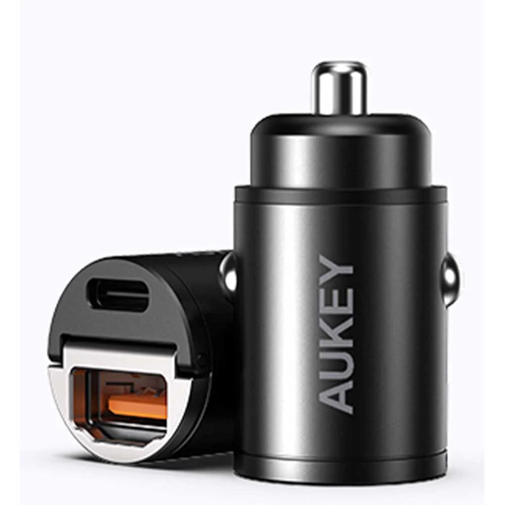 AUKEY PD Nano Car Charger 30W 2-Port USB-A & USB-C A3 Black