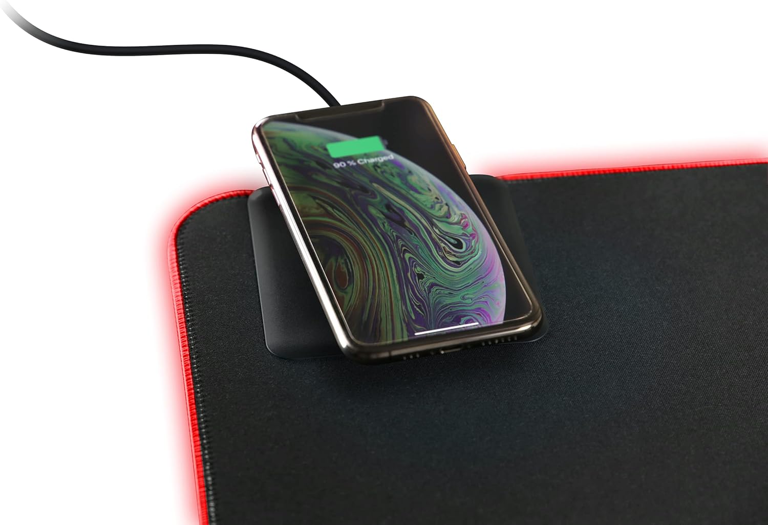 DELTACO gaming mousepad with wireless charger, 900x400 mm, Black