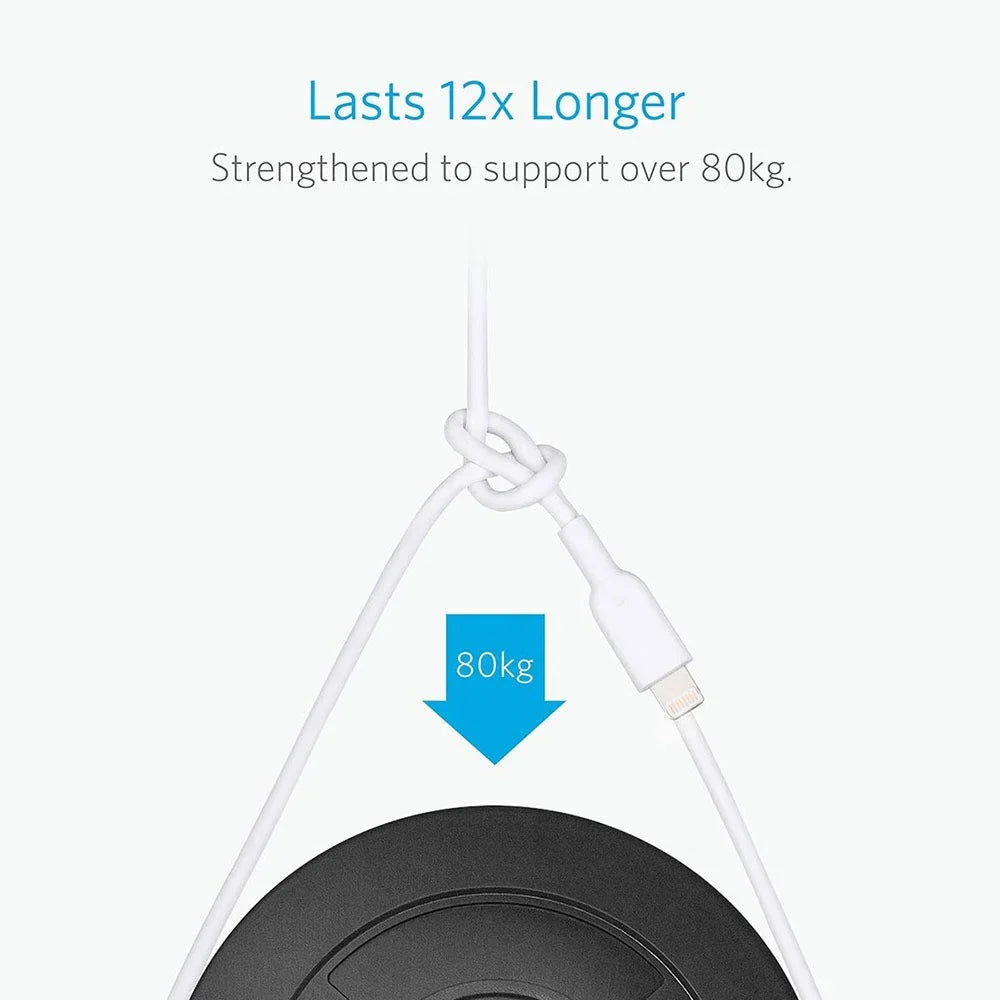 كابل أنكر Powerline II من USB-A إلى Lightning بطول 6 أقدام - أبيض