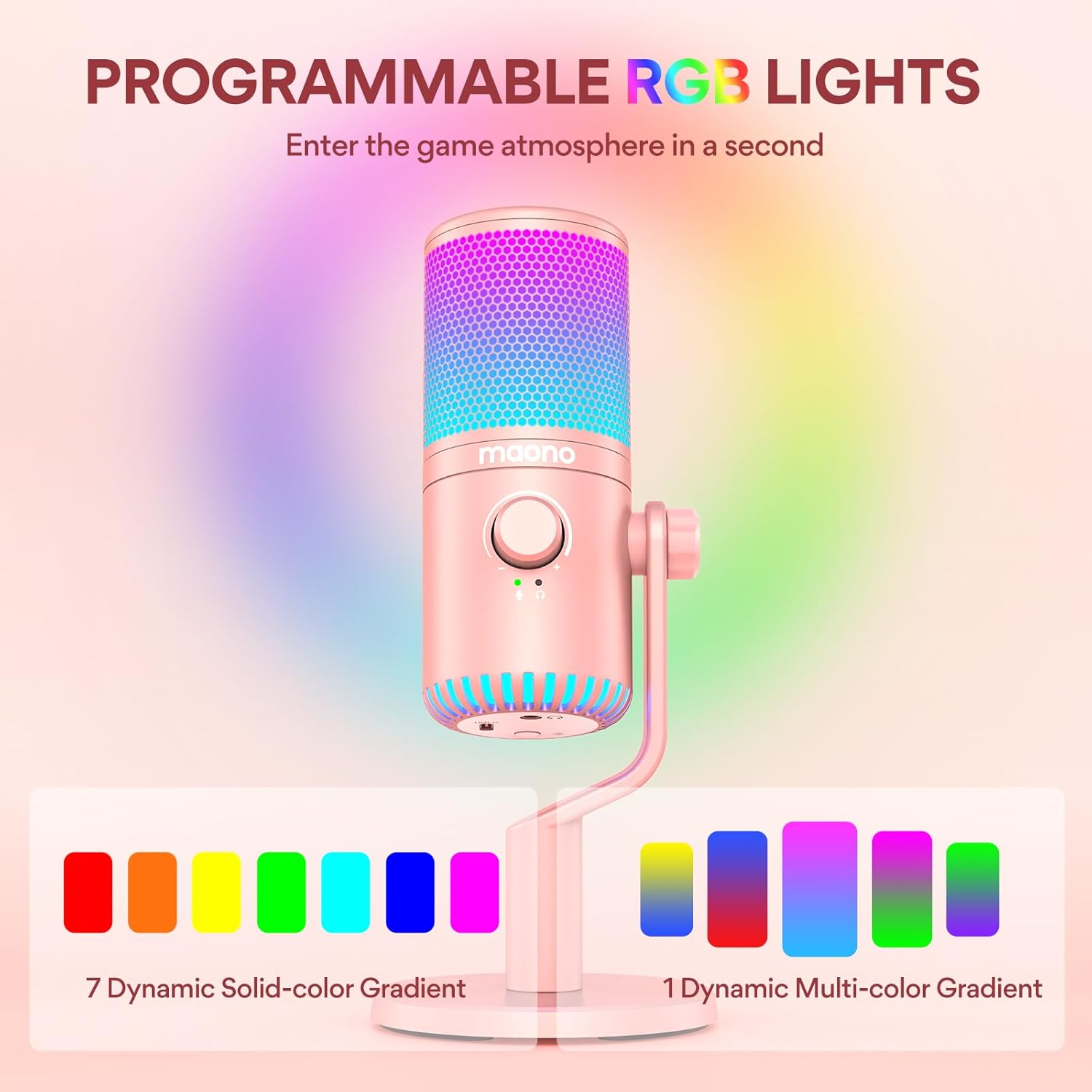 Maonocaster DM30 Programmable USB Condenser Microphone Pink