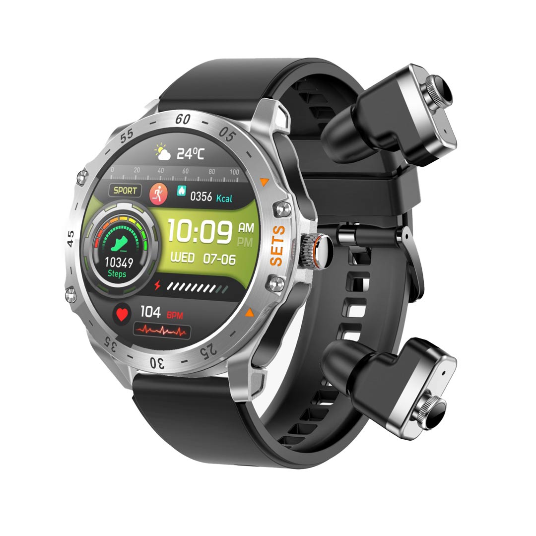 Porodo Hype Smartwatch With Earbuds 400mAh (Watch) - 35mAh