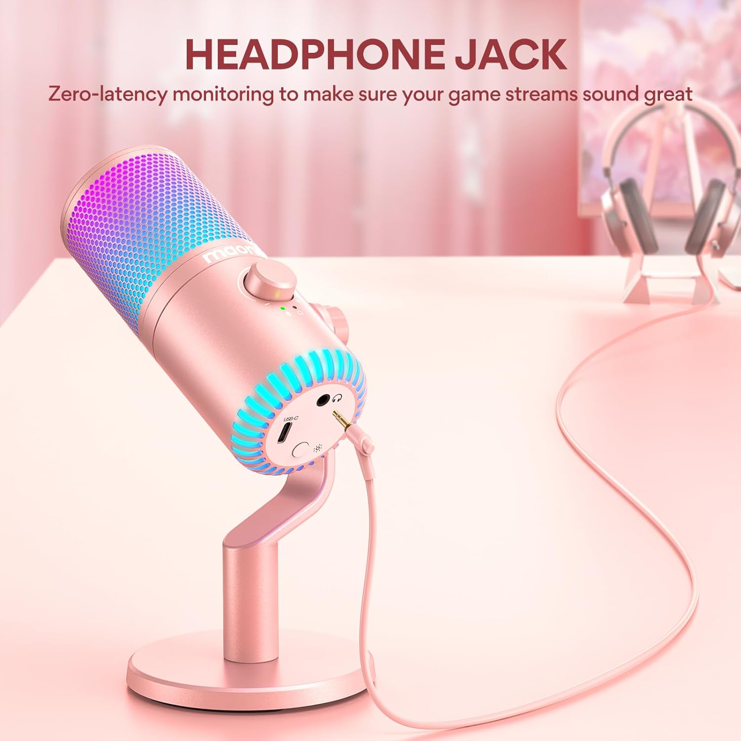 Maonocaster DM30 Programmable USB Condenser Microphone Pink