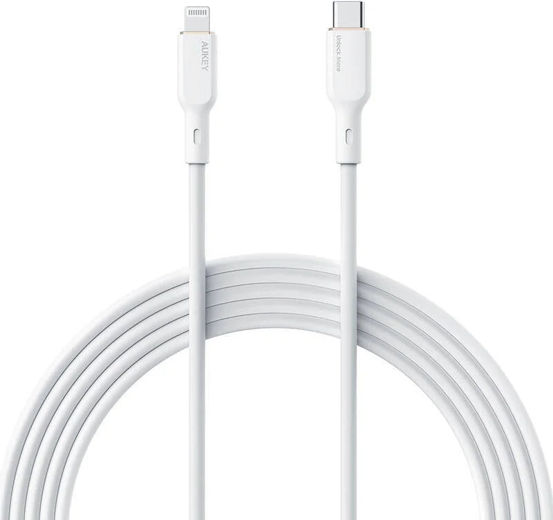 AUKEY Silicone Charge MFI Cable USB-C To Lightning 1m White