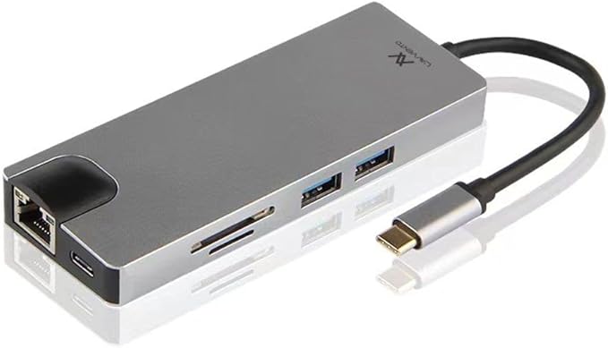 L'AVVENTO (US017) Type-C Hub 8in 1-2 USB 3.0, HDMI 4K, VGA, TF Card, RJ45-87W PD Power Output