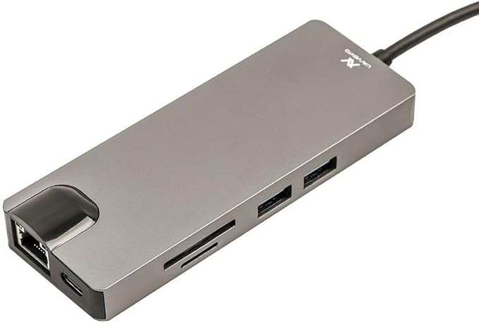 L'AVVENTO (US017) Type-C Hub 8in 1-2 USB 3.0, HDMI 4K, VGA, TF Card, RJ45-87W PD Power Output