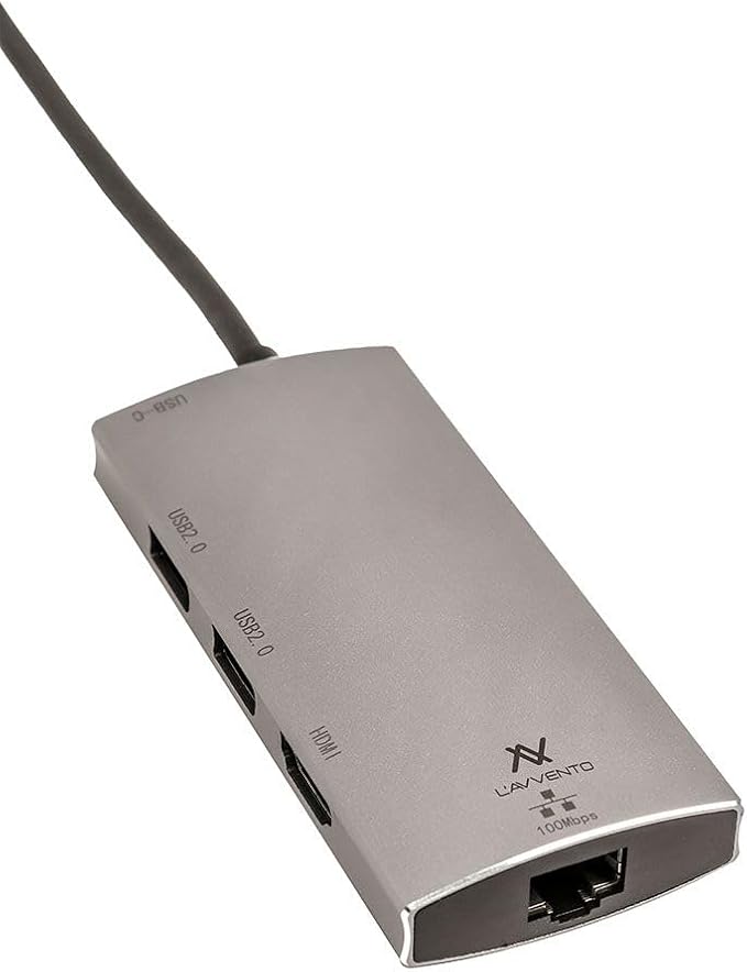 L'avvento (US016) Type-C Hub 5in 1-2 USB 2.0, HDMI 4K RJ45 87W PD Power Output