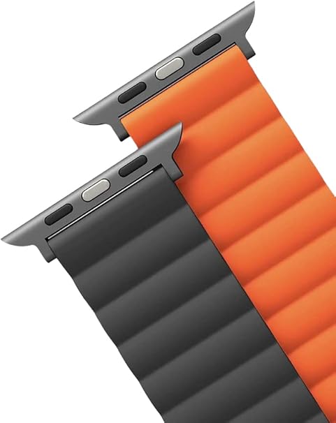 UNIQ REVIX REVERSIBLE MAGNETIC APPLE WATCH STRAP 45/44/42MM - CHARCOAL GREY/ORANGE