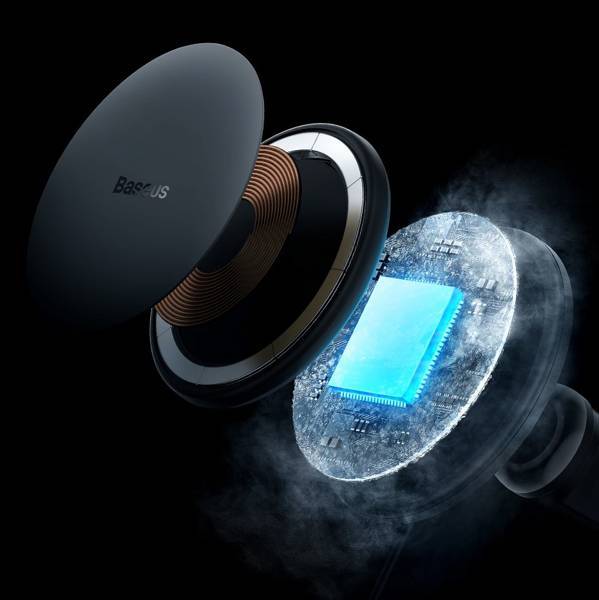 حامل هاتف سيارة مغناطيسي باسياس CW01 للشحن اللاسلكي 40W باللون الأسود
